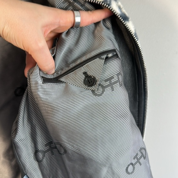 OTD Black And White Faux Fur Jacket With Lamb Leather Trim Size L - Picture 14 of 14